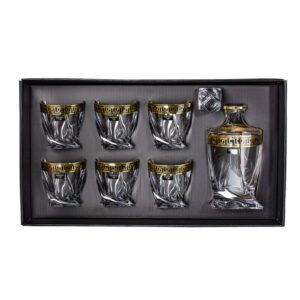 Zestaw do whisky z kryształowego szkła QUADRO VERSO GOLD 6+1 - obrazek 5