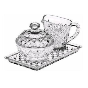 Cukiernica + mlecznik + tacka kpl. kryształowy Bohemia - obrazek 1