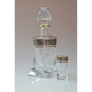 Zestaw do likieru wódki ze szkła kryształowego 6+1 QUADRO ZŁOTO-PLATYNA Bohemia - obrazek 4