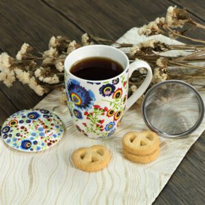 Kubek folkowy z zaparzaczem 350 ml – elegancki zestaw prezentowy - obrazek 2