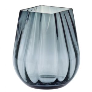 Elegancki Wazon w optyku pionowym szaro-niebieski h-25,5 cm - obrazek 1