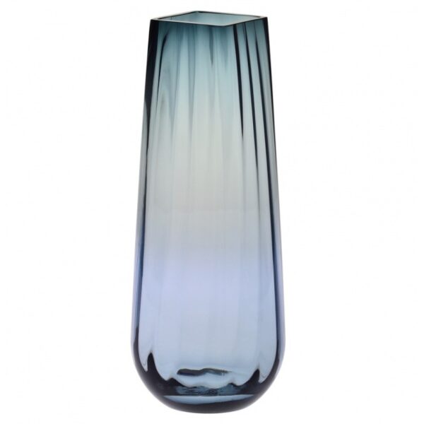 Wazon w optyku pionowym szaro- niebieski h-35 cm