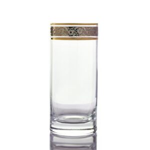 SZKLANKA 390ML ZŁOTO-PLATYNA 6SZT – elegancki komplet szklanek kryształowych - obrazek 1