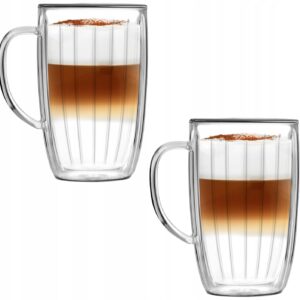 KOMPLET 2 SZKLANEK WYSOKICH Z UCHEM 350 ml TULIP – PODWÓJNE ŚCIANKI - obrazek 2