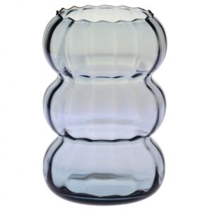 Wazon w optyku pionowym szaro- niebieski h-26,5 cm - obrazek 1
