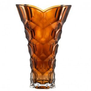 🌼 Wazon kryształowy Honey Comb Smokey Honey – elegancja inspirowana naturą - obrazek 1