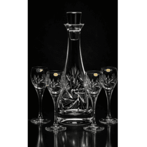 Zestaw do likieru „Fiona” – elegancka karafka + 6 kieliszków, kryształowy szlif „młynek” - obrazek 3